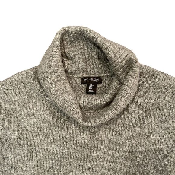 Rachel Zoe Cowl Neck Grey Wool Blend Turtleneck High-Low Sweater Women's M - Picture 4 of 11